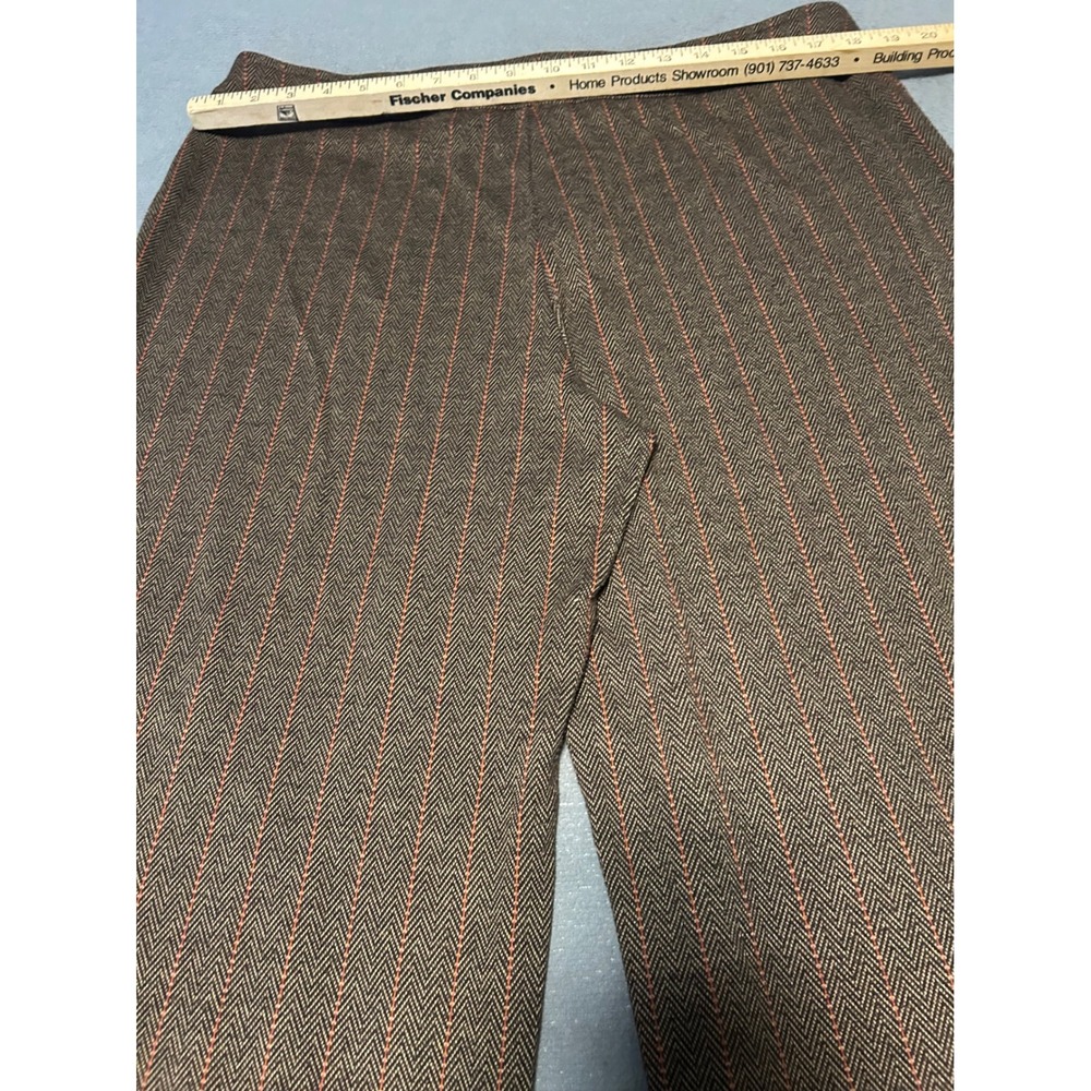 New York & Company Brown Herringbone Orange Pinstripe Wide Leg Pants XL Average - Picture 3 of 8